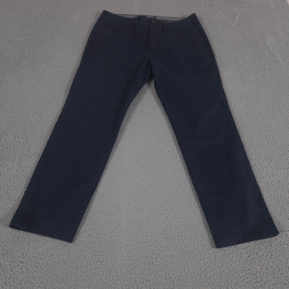 Express Pants Mens 34x30 Navy Slim Comfort Waist Hyper Stretch Chino Leg Slim